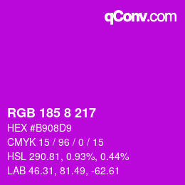Color code: RGB 185 8 217 | qconv.com