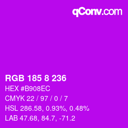 Color code: RGB 185 8 236 | qconv.com