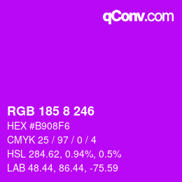 Farbcode: RGB 185 8 246 | qconv.com