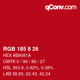Color code: RGB 185 8 26 | qconv.com