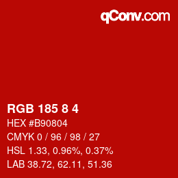 Color code: RGB 185 8 4 | qconv.com