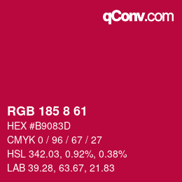 カラーコード: RGB 185 8 61 | qconv.com
