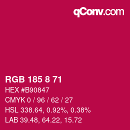 カラーコード: RGB 185 8 71 | qconv.com
