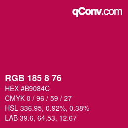 カラーコード: RGB 185 8 76 | qconv.com