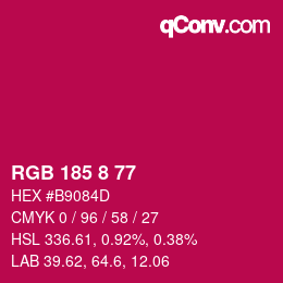 Color code: RGB 185 8 77 | qconv.com