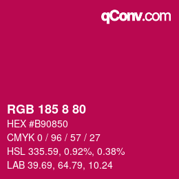 Color code: RGB 185 8 80 | qconv.com