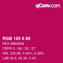 Color code: RGB 185 8 88 | qconv.com