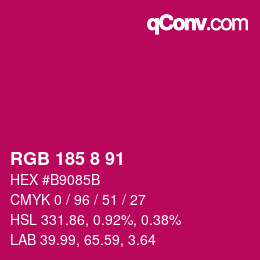カラーコード: RGB 185 8 91 | qconv.com