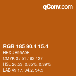カラーコード: RGB 185 90.4 15.4 | qconv.com