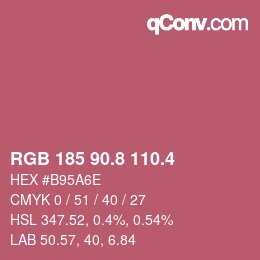 カラーコード: RGB 185 90.8 110.4 | qconv.com