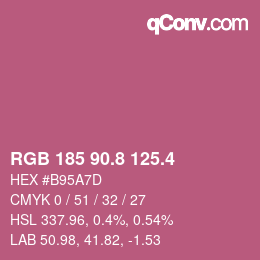 カラーコード: RGB 185 90.8 125.4 | qconv.com