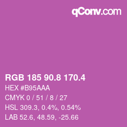 カラーコード: RGB 185 90.8 170.4 | qconv.com