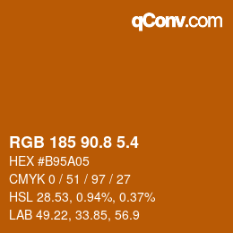 カラーコード: RGB 185 90.8 5.4 | qconv.com