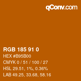 Color code: RGB 185 91 0 | qconv.com