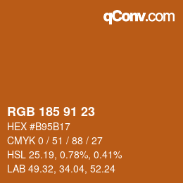 Color code: RGB 185 91 23 | qconv.com
