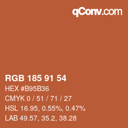 Color code: RGB 185 91 54 | qconv.com