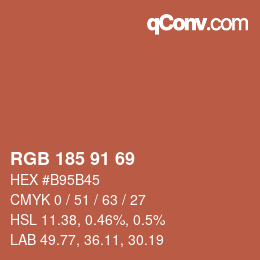 Color code: RGB 185 91 69 | qconv.com