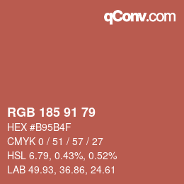Color code: RGB 185 91 79 | qconv.com