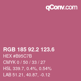 カラーコード: RGB 185 92.2 123.6 | qconv.com