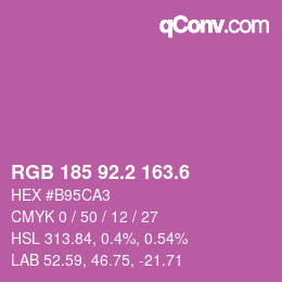 カラーコード: RGB 185 92.2 163.6 | qconv.com