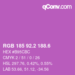カラーコード: RGB 185 92.2 188.6 | qconv.com