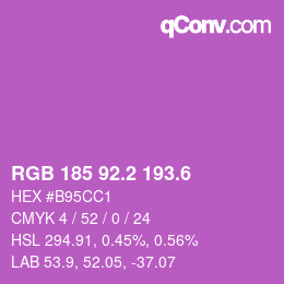 カラーコード: RGB 185 92.2 193.6 | qconv.com