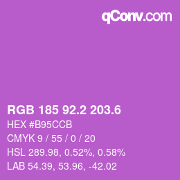 カラーコード: RGB 185 92.2 203.6 | qconv.com