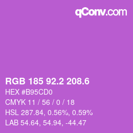 カラーコード: RGB 185 92.2 208.6 | qconv.com