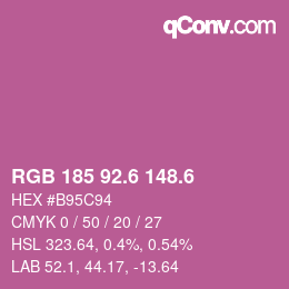 カラーコード: RGB 185 92.6 148.6 | qconv.com