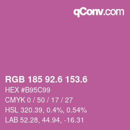 カラーコード: RGB 185 92.6 153.6 | qconv.com