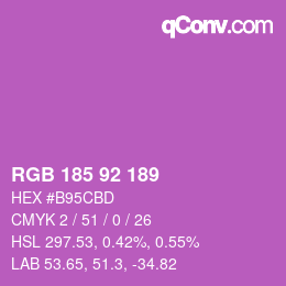 颜色代码: RGB 185 92 189 | qconv.com