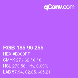 Color code: RGB 185 96 255 | qconv.com