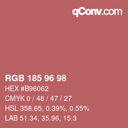 颜色代码: RGB 185 96 98 | qconv.com