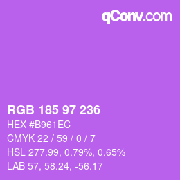 Color code: RGB 185 97 236 | qconv.com
