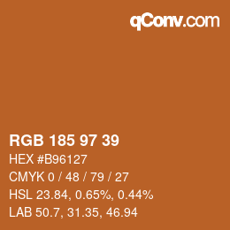 Color code: RGB 185 97 39 | qconv.com