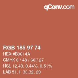 Color code: RGB 185 97 74 | qconv.com