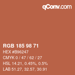 カラーコード: RGB 185 98 71 | qconv.com