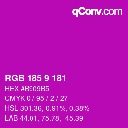 Color code: RGB 185 9 181 | qconv.com