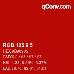 Color code: RGB 185 9 5 | qconv.com
