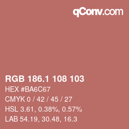 カラーコード: RGB 186.1 108 103 | qconv.com