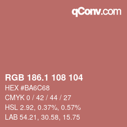 Color code: RGB 186.1 108 104 | qconv.com