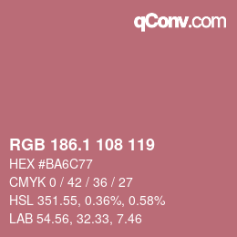 カラーコード: RGB 186.1 108 119 | qconv.com