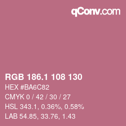 カラーコード: RGB 186.1 108 130 | qconv.com