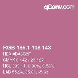 カラーコード: RGB 186.1 108 143 | qconv.com