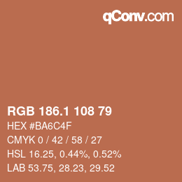 カラーコード: RGB 186.1 108 79 | qconv.com