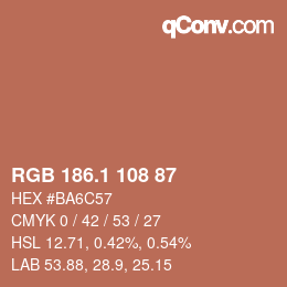 カラーコード: RGB 186.1 108 87 | qconv.com