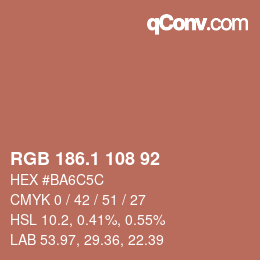 カラーコード: RGB 186.1 108 92 | qconv.com