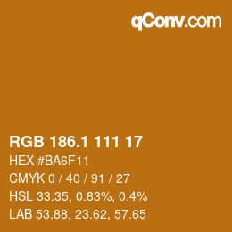 カラーコード: RGB 186.1 111 17 | qconv.com