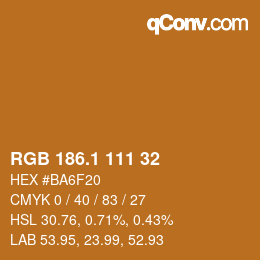 カラーコード: RGB 186.1 111 32 | qconv.com