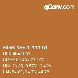 カラーコード: RGB 186.1 111 51 | qconv.com